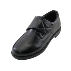 S5008-B - Wholesale Boy's "EasyUSA" PU Upper Velcro Slip on Dress Shoes & School Shoes ( *Black Color )